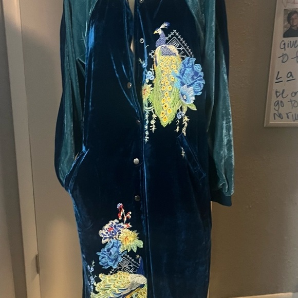Velvet varsity bomber jacket embroidered peacocks by Paparazzi Biz NWT - Picture 2 of 16